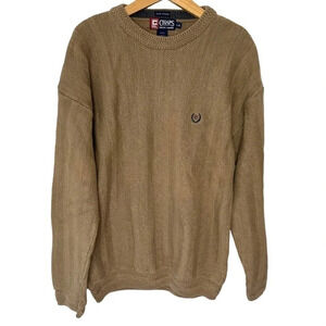 Vintage Chaps Ralph Lauren L‎ hand framed knit tan cotton crew neck sweater